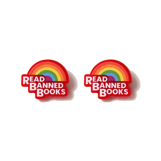 Read Banned Books Rainbow  Post Earrings