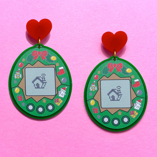 Christmas 90s Digital Pet Drop Earrings
