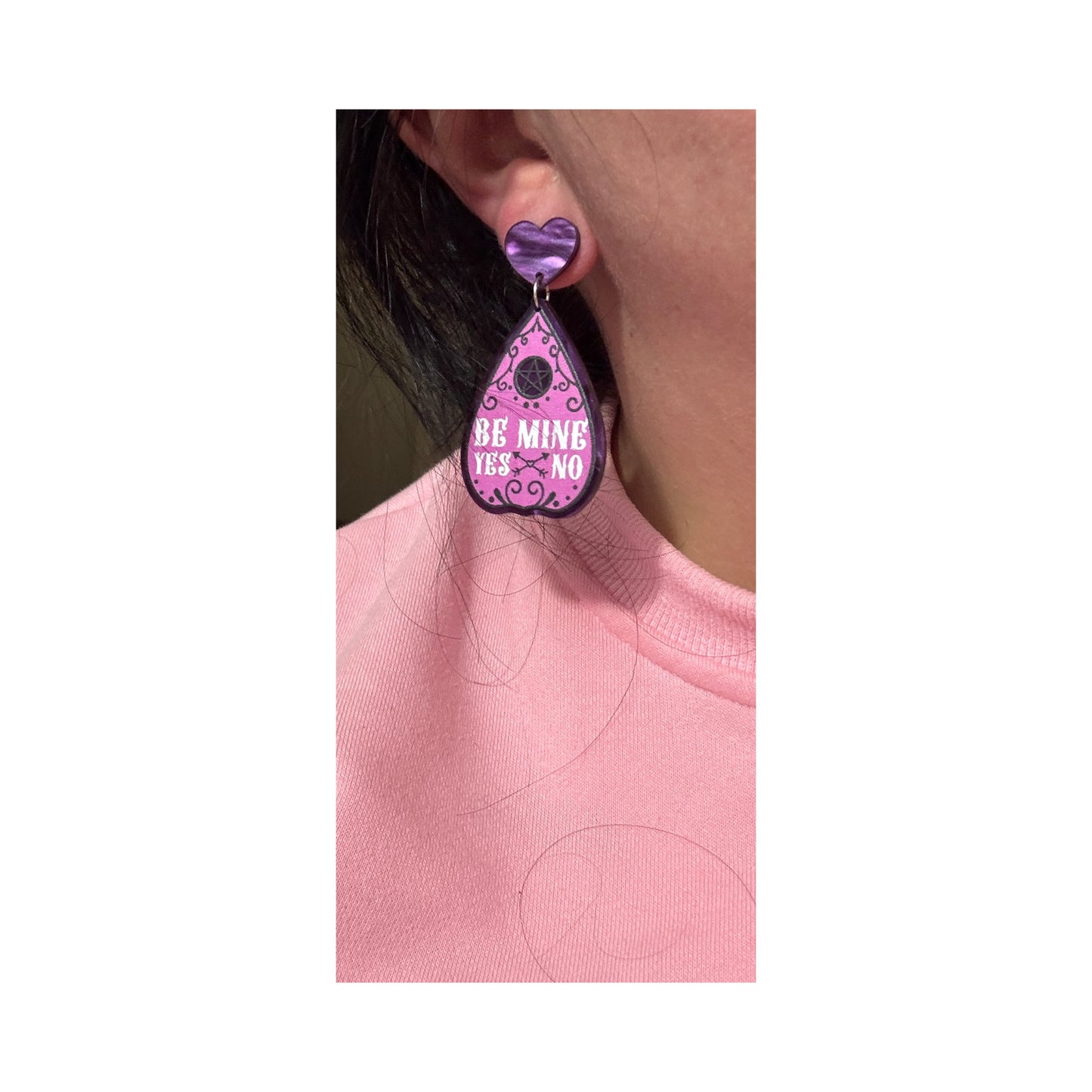 Be Mine Ouija Planchette Drop Earrings