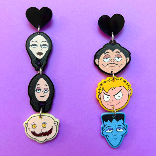Spooky Family Tiered Drop Earrings