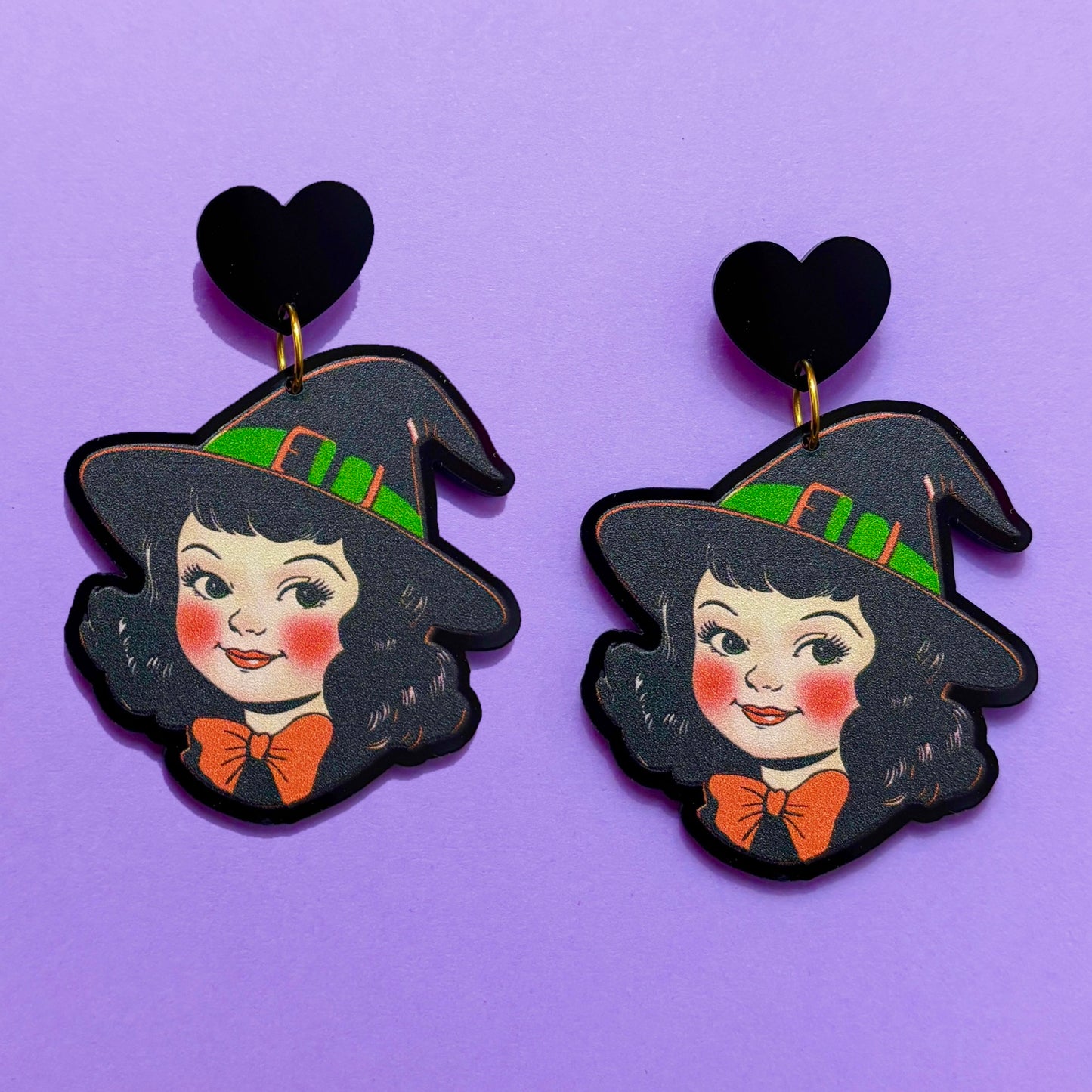 Vintage Witch Girl Drop Earrings