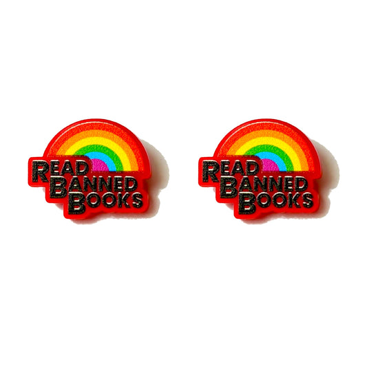 Read Banned Books Rainbow Post Earrings