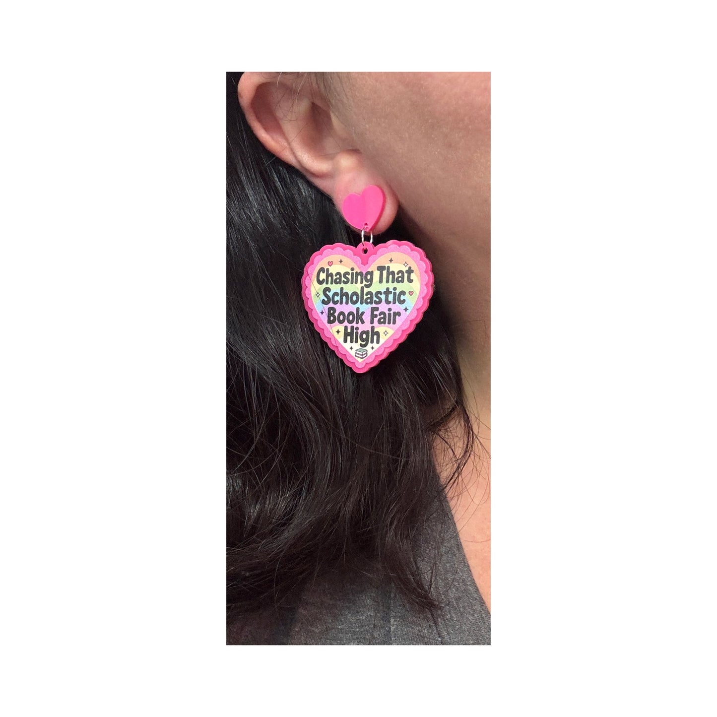 Book Fair Heart Drop Earrings