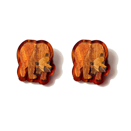 Brown Bear Post Earrings