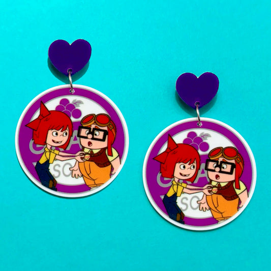 Carl & Ellie Grape Soda Acrylic Drop Earrings
