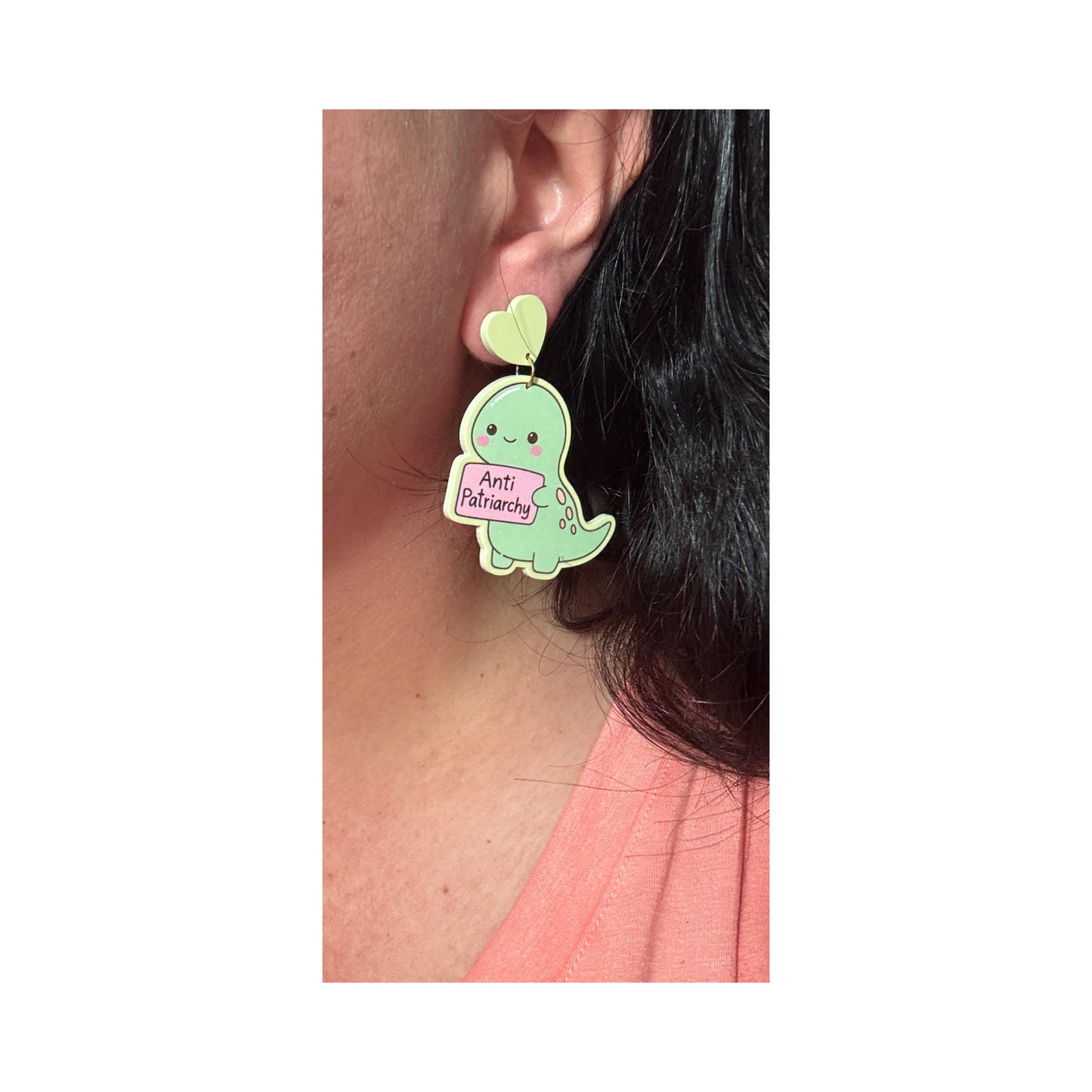 Anti-Patriarchy Dino Drop Earrings