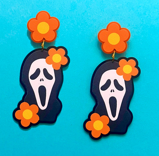 Flower Power Ghostface Drop Earrings