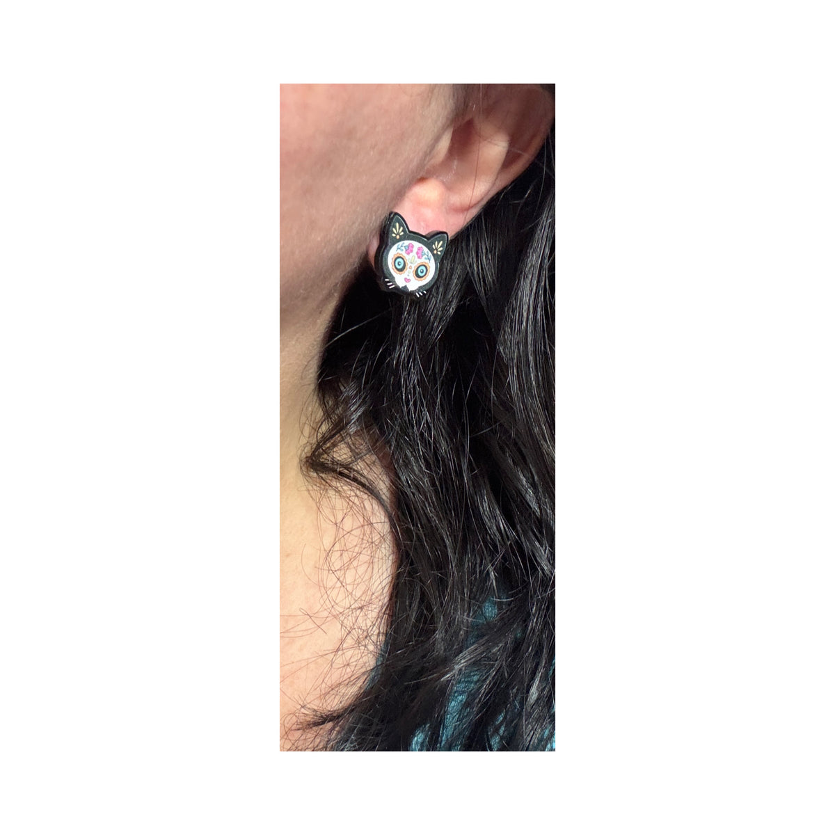 Calavera Kitty Post Earrings