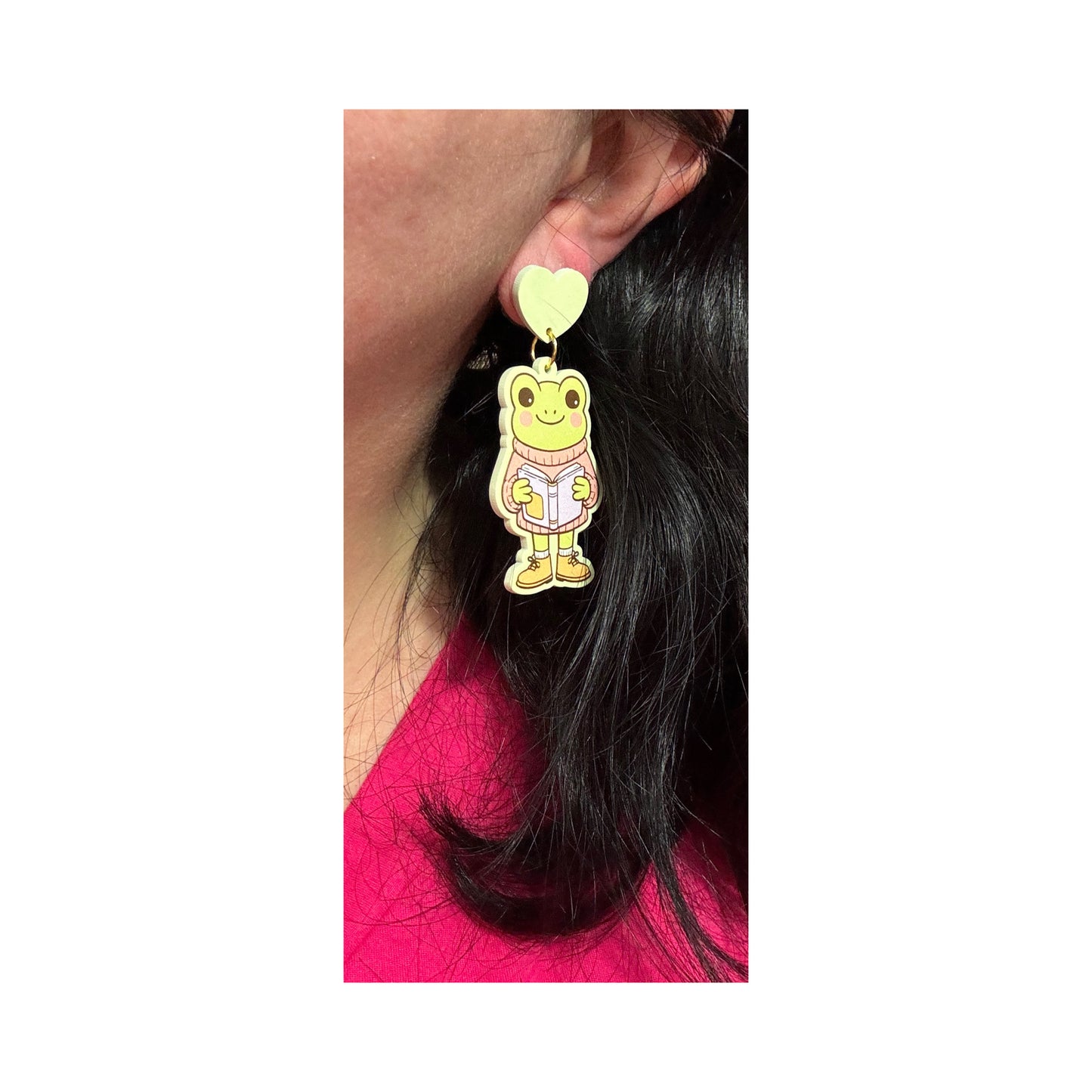 Bookish Frog Drop Earrings