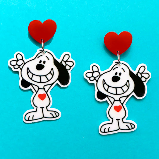 Peace Sign Snoop Heart Drop Earrings