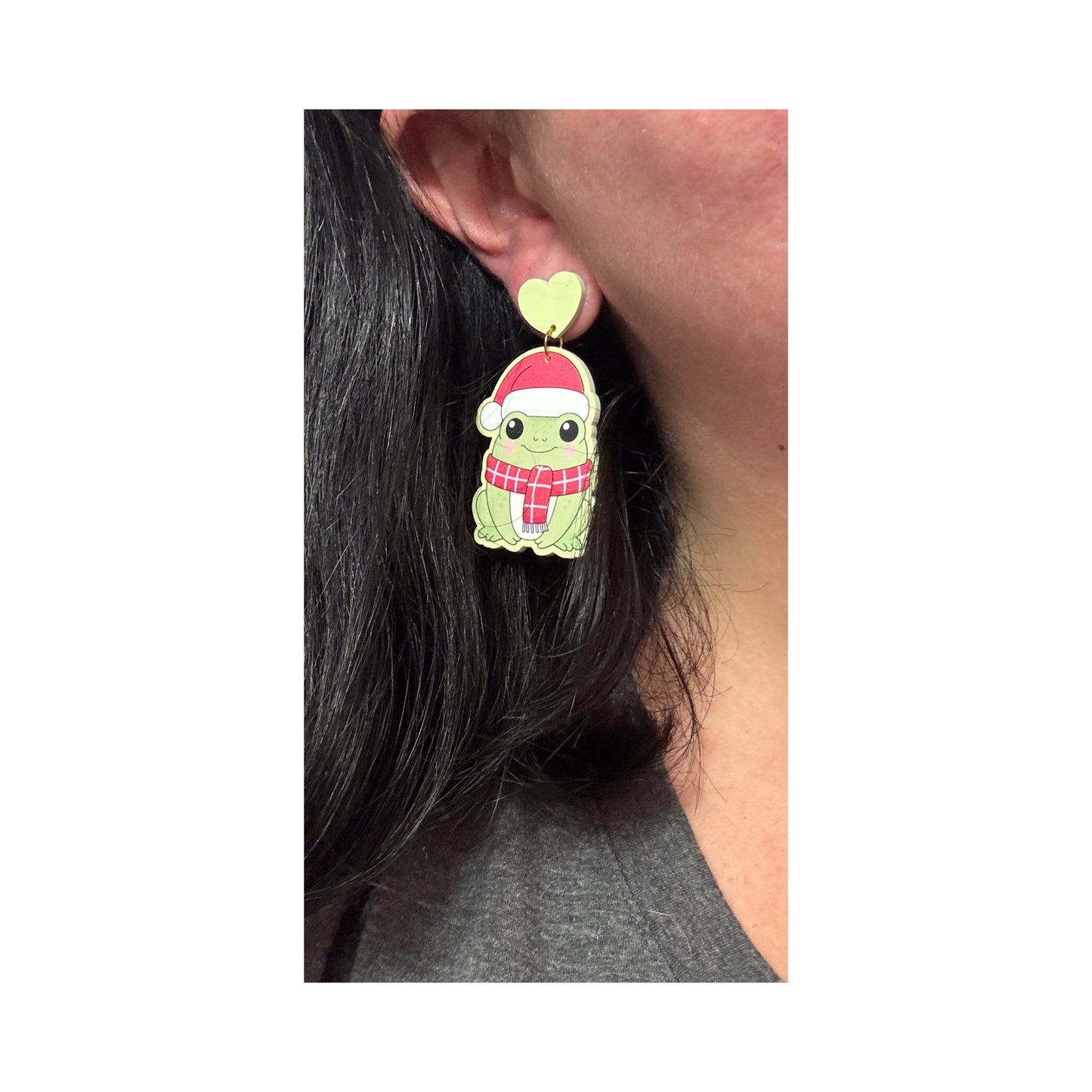 Santa Hat Froggy Drop Earrings