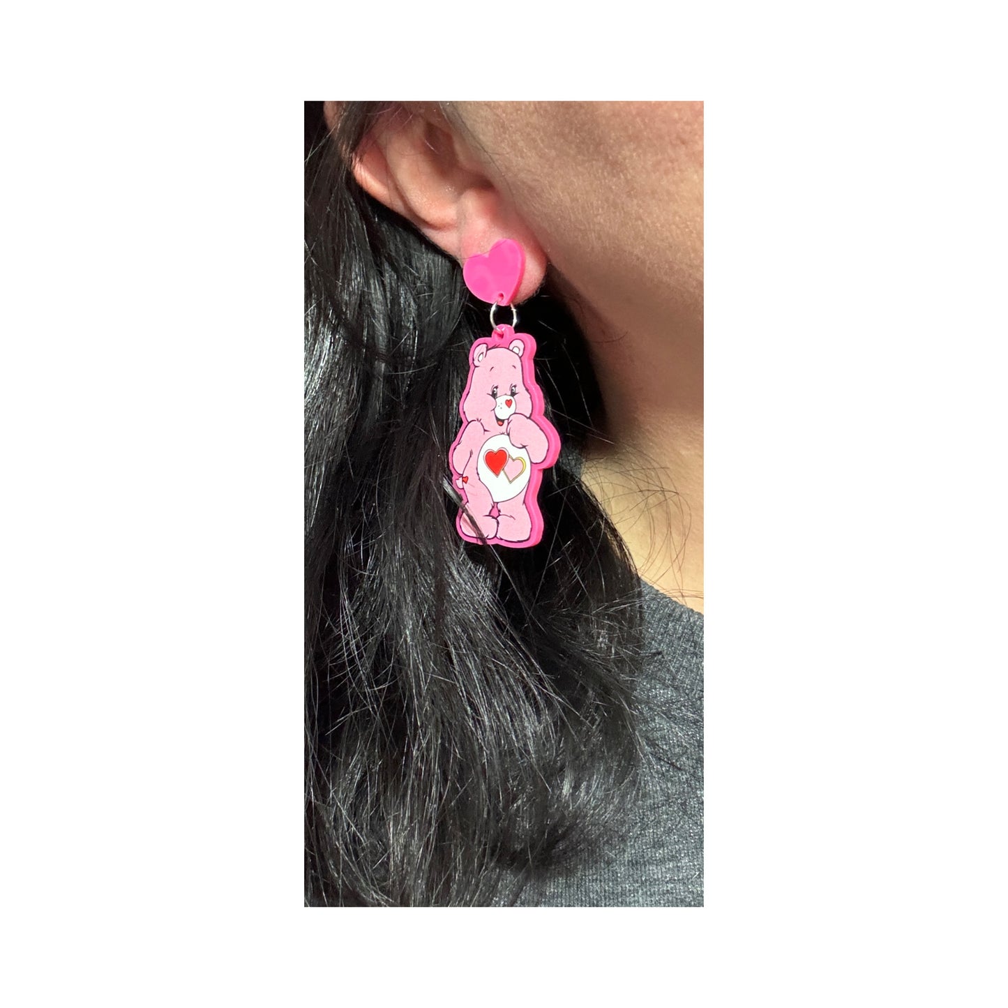 Sweetheart Rainbow Bear Drop Earrings