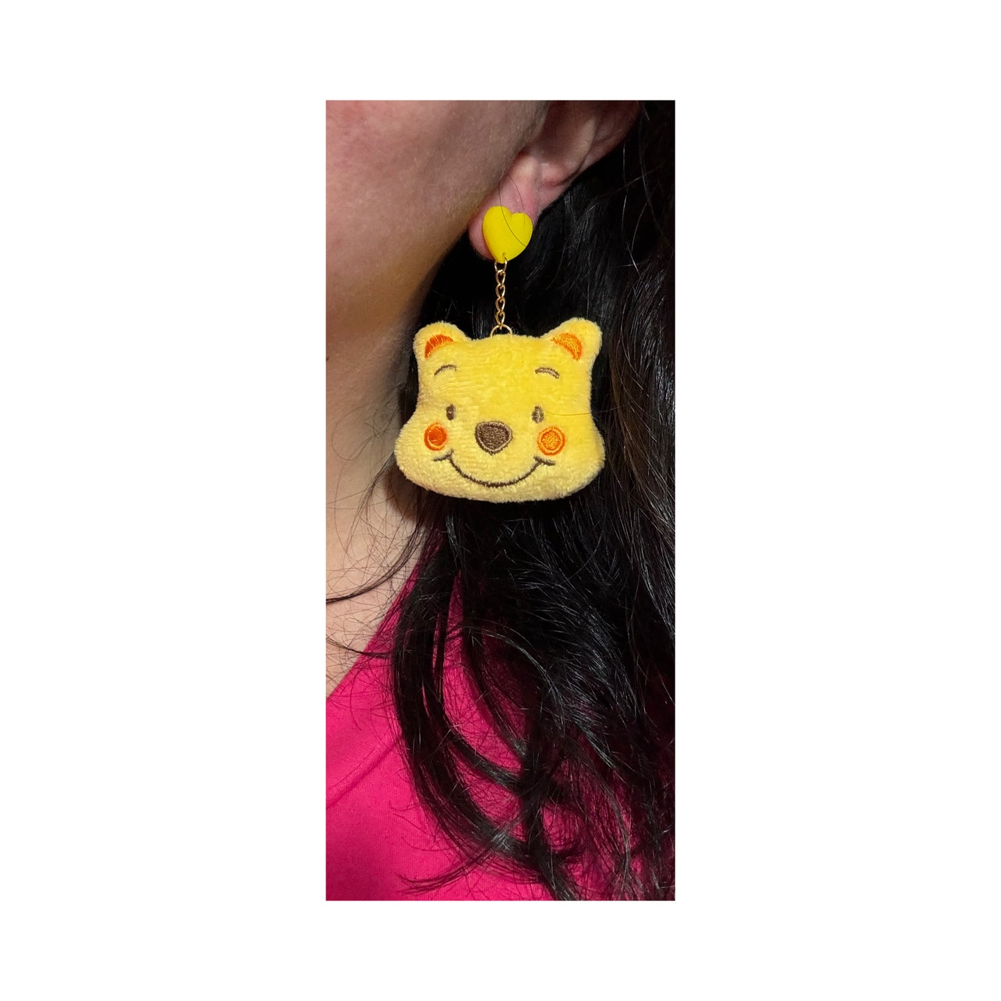 Pooh Plush Pom Pom Drop Earrings