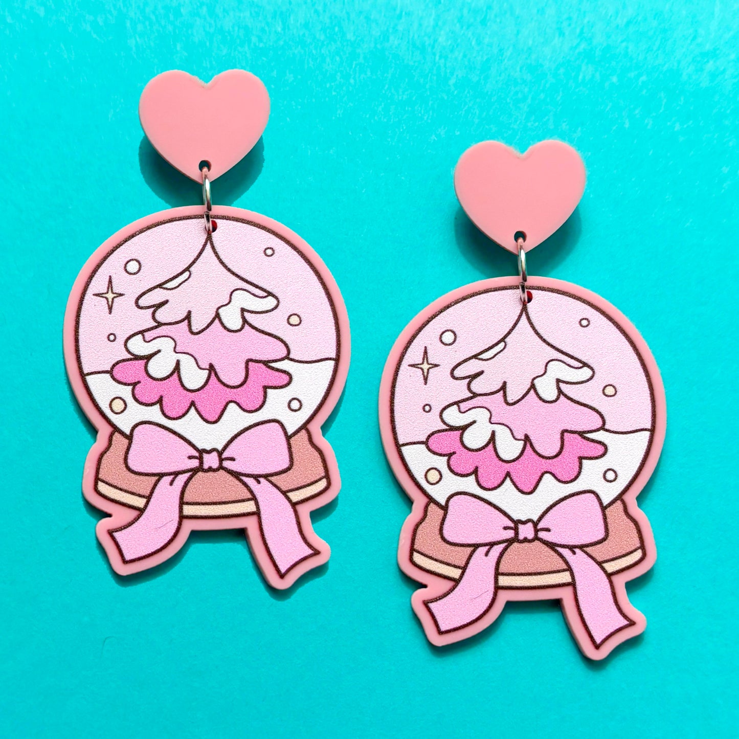 Pinkmas Snowglobe Drop Earrings