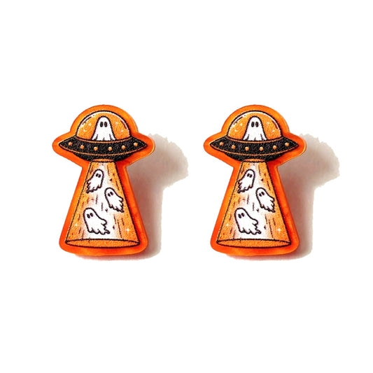 Spooky Ghost Saucer Post Earrings