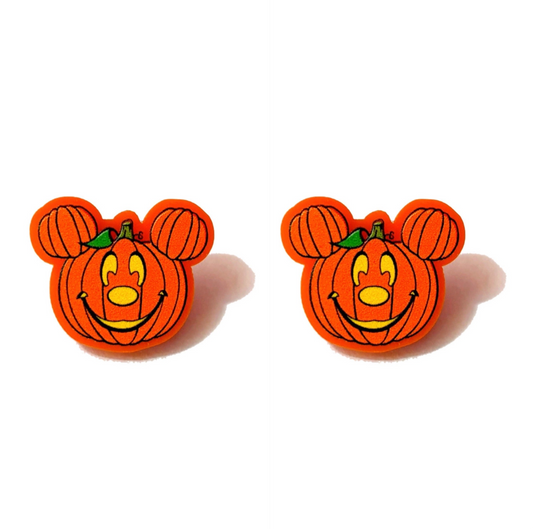 Mouse Orange Pumpkin Post Earrings