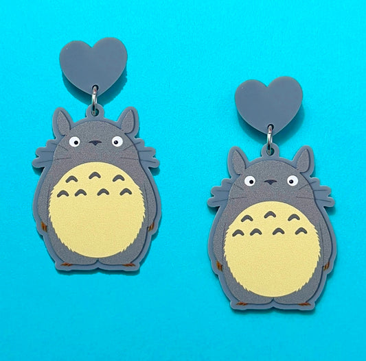 Totoro Heart Drop Earrings
