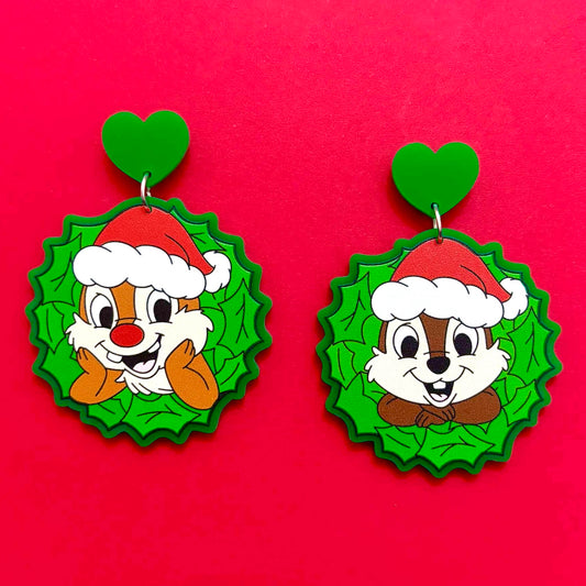 Chipmunk Wreaths Drop Earrings