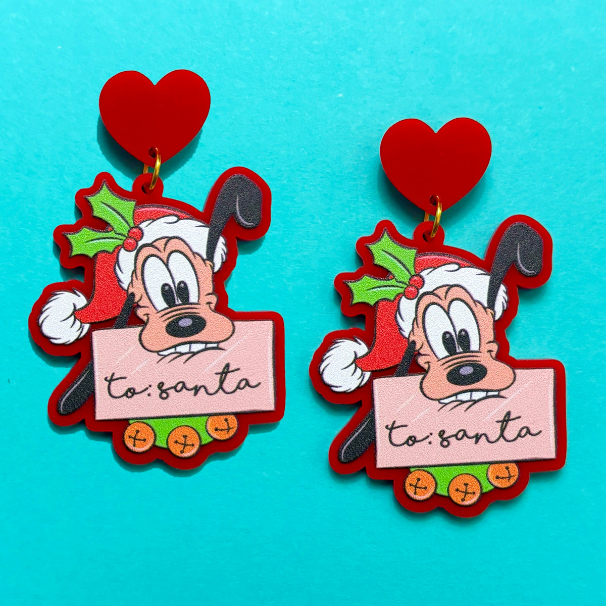 Christmas Golden Pup Drop Earrings