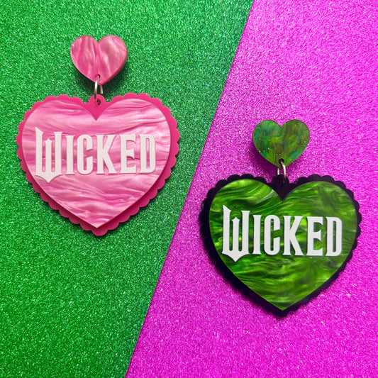 Wicked Marble Heart Drop Earrings