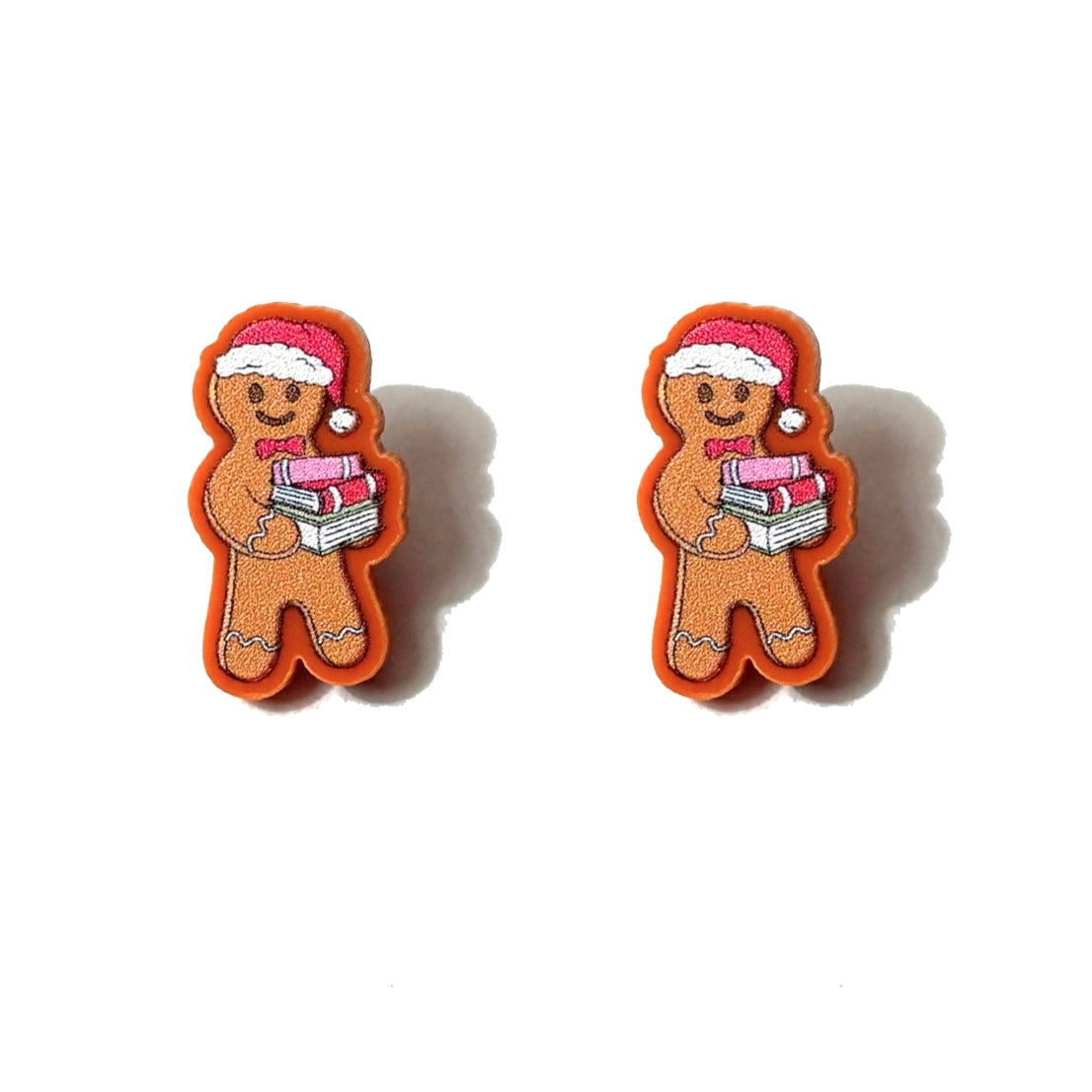 Bookish Gingerbread Man Post Earrings