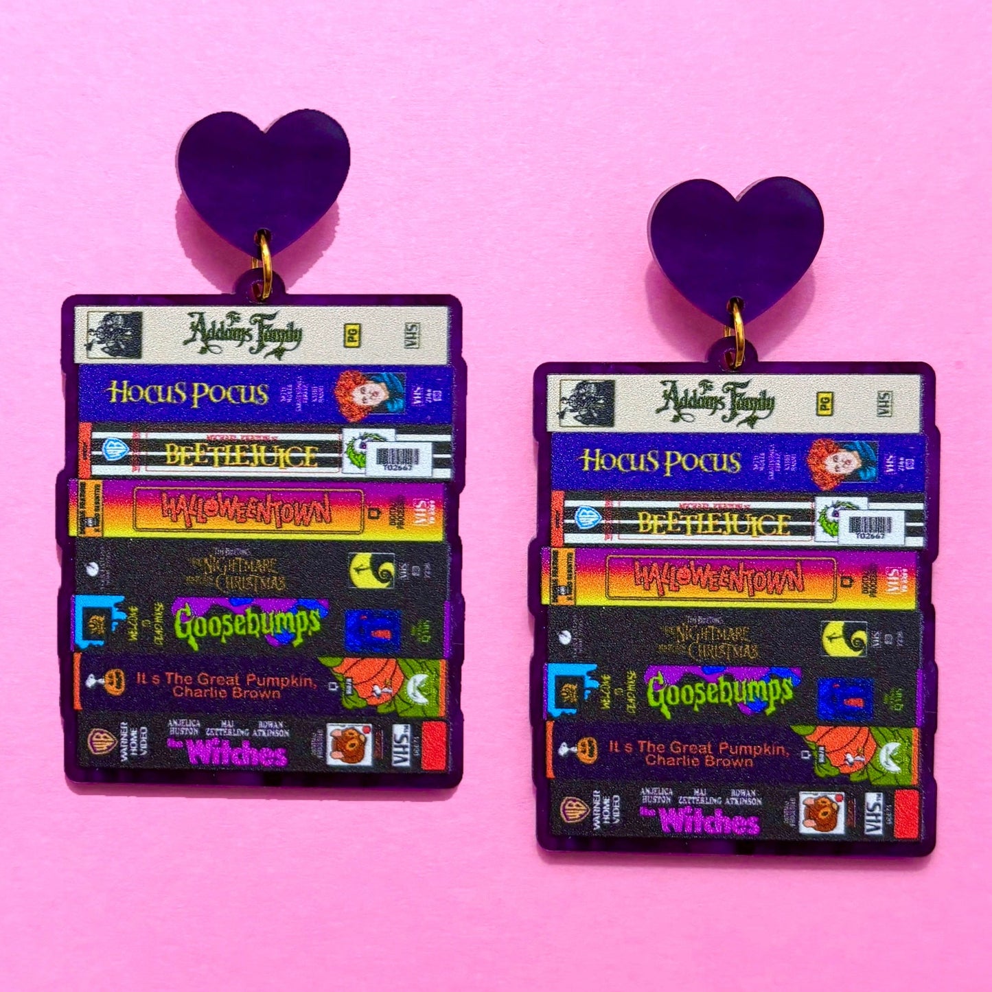 Halloween Movie VHS Stack Drop Earrings
