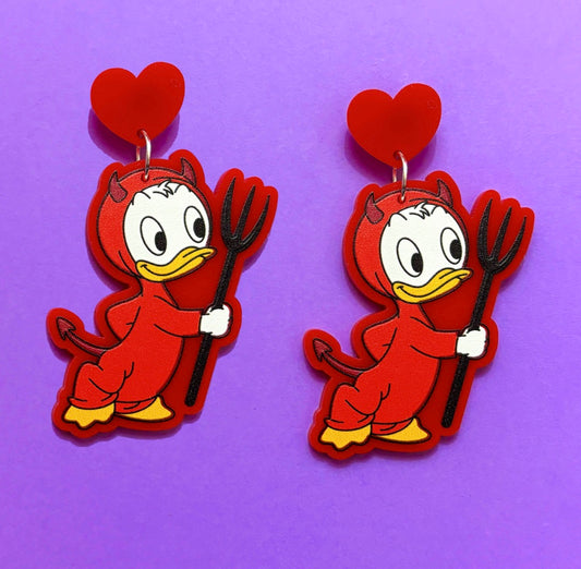 Huey Devil Duck Drop Earrings