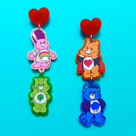 Monster Rainbow Bears Tiered Drop Earrings