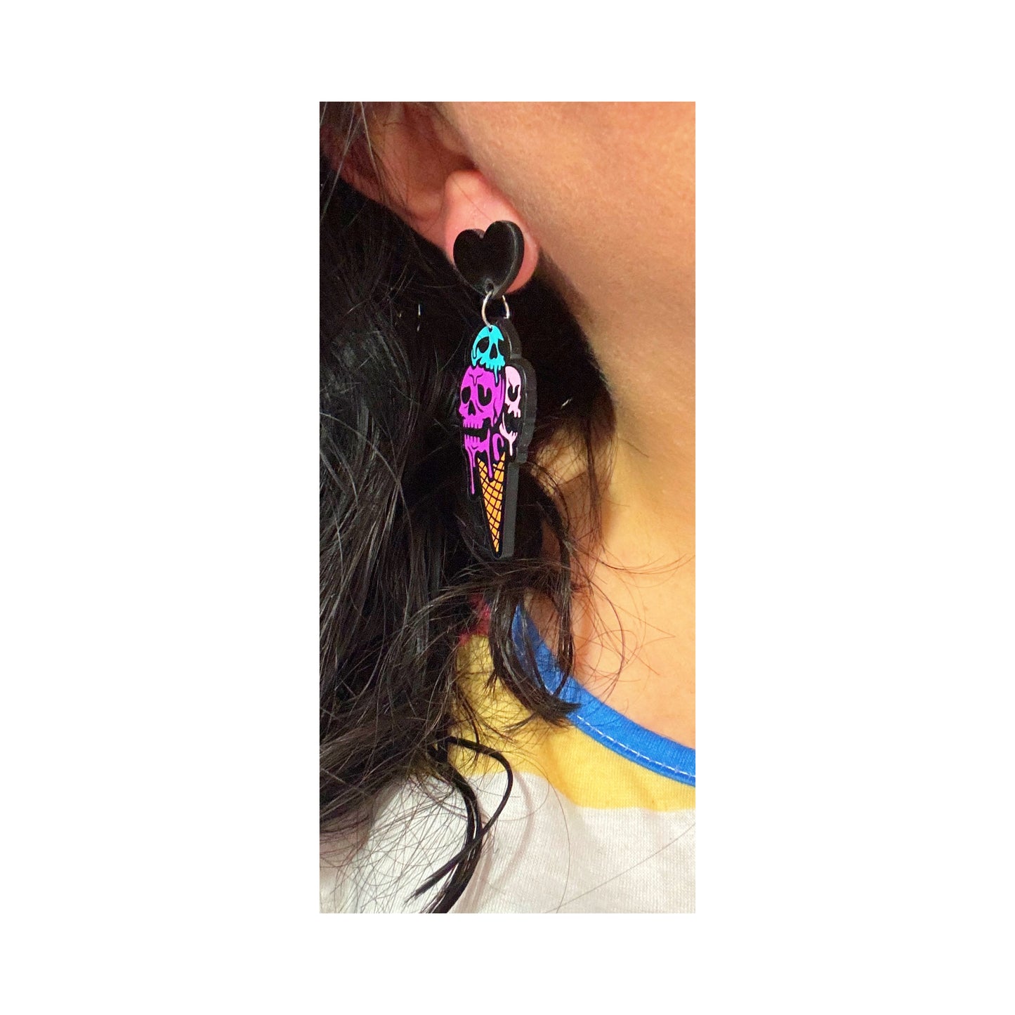 Spooky Ice Cream Cone Acrylic Drop Earrings