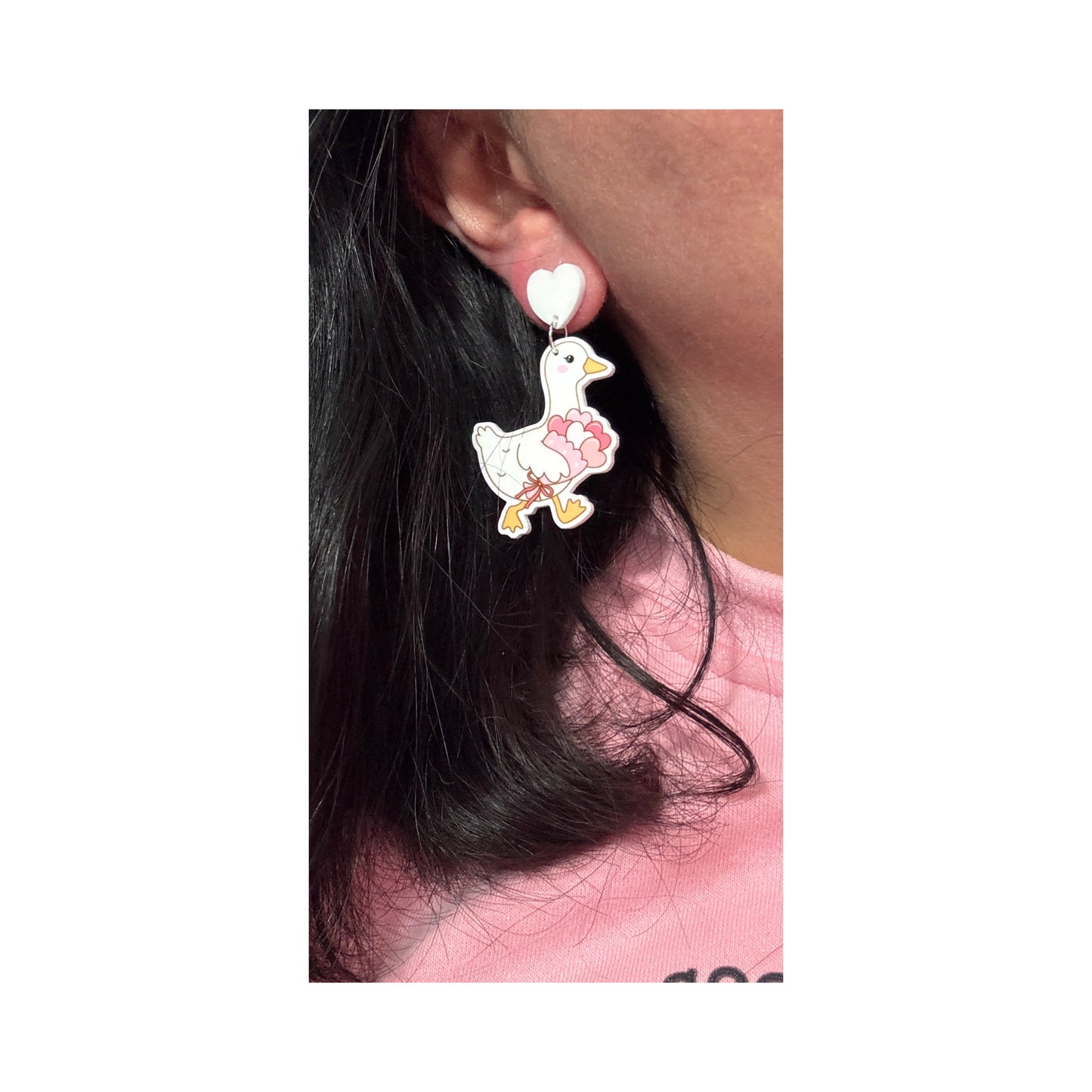 Silly Goose Heart Bouquet Drop Earrings