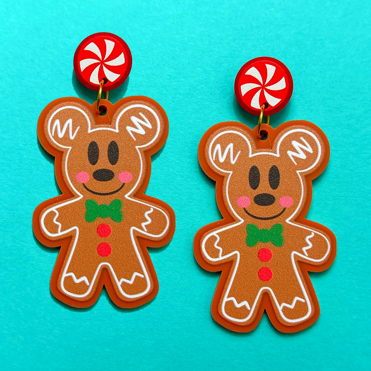 Mouse Gingerbread Matte Drop Earrings