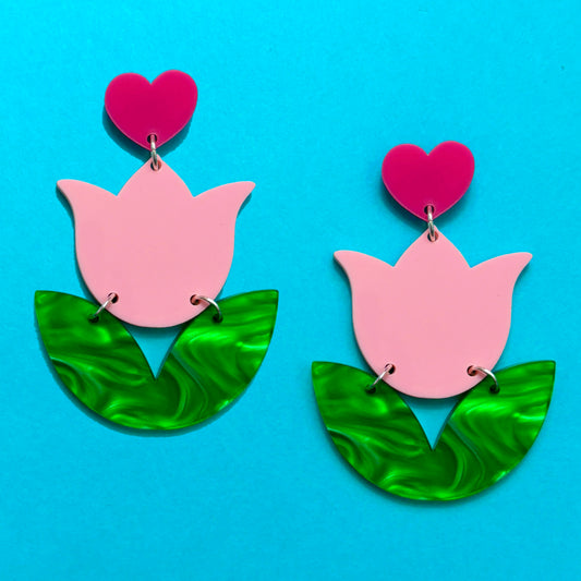 Light Pink Tulip Drop Earrings