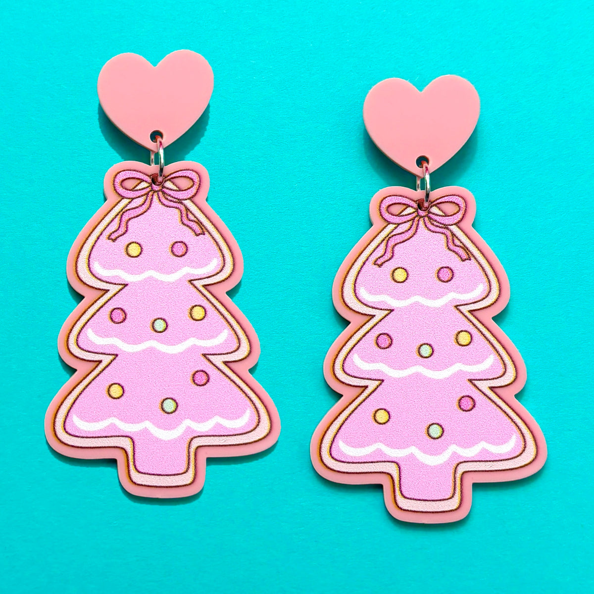 Pink Dottie Tree Drop Earrings
