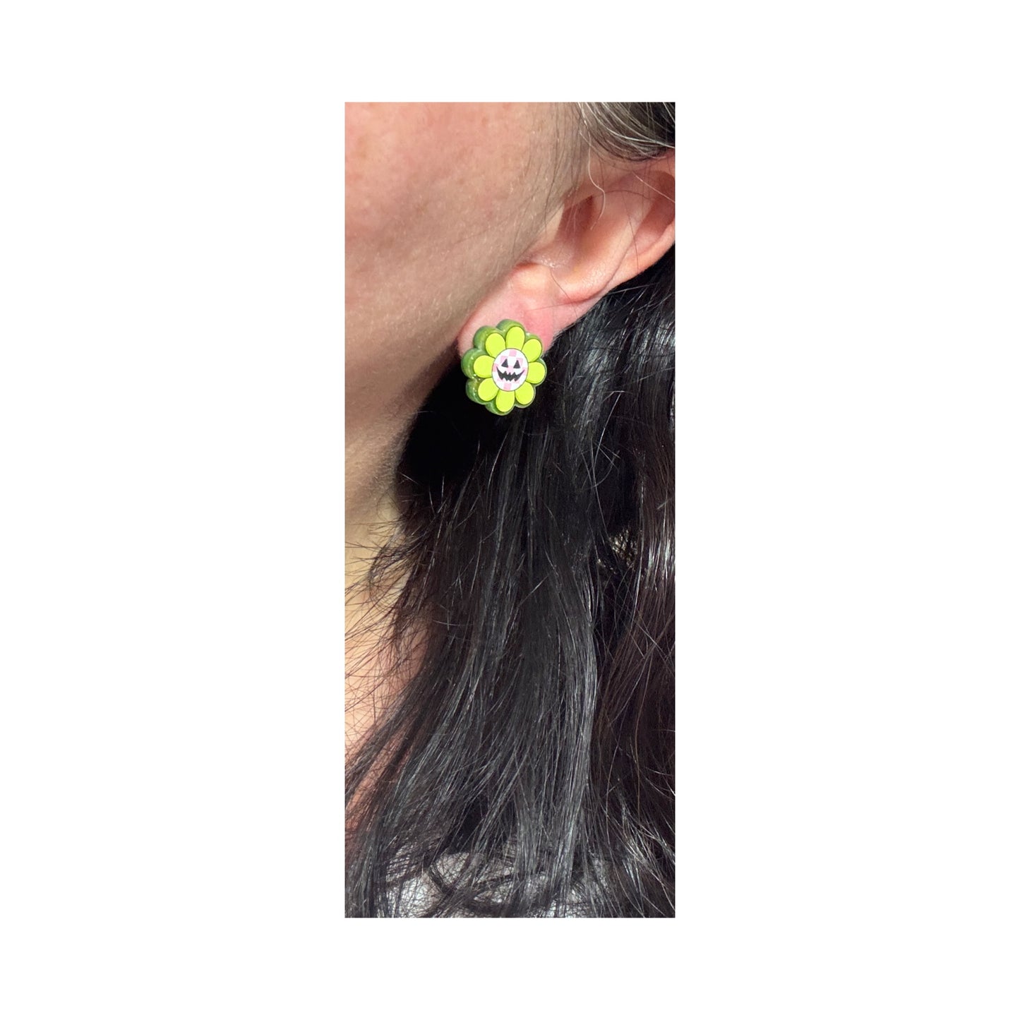 Spooky Groovy Flower Post Earrings