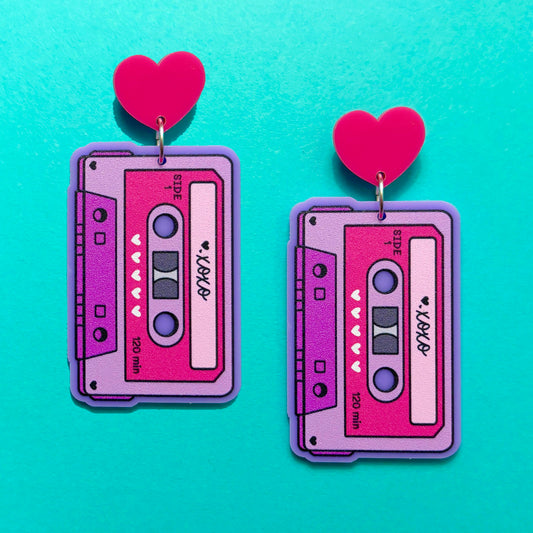 XOXO Cassette Tape Drop Earrings