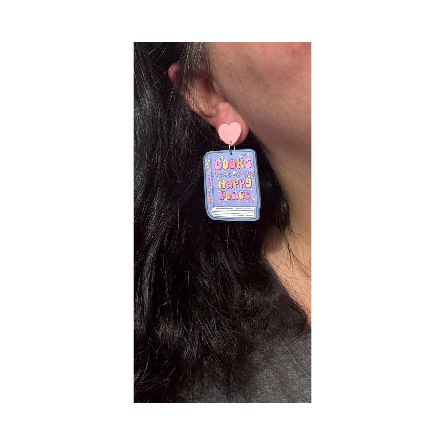 Books Are My Happy Place Drop Earrings