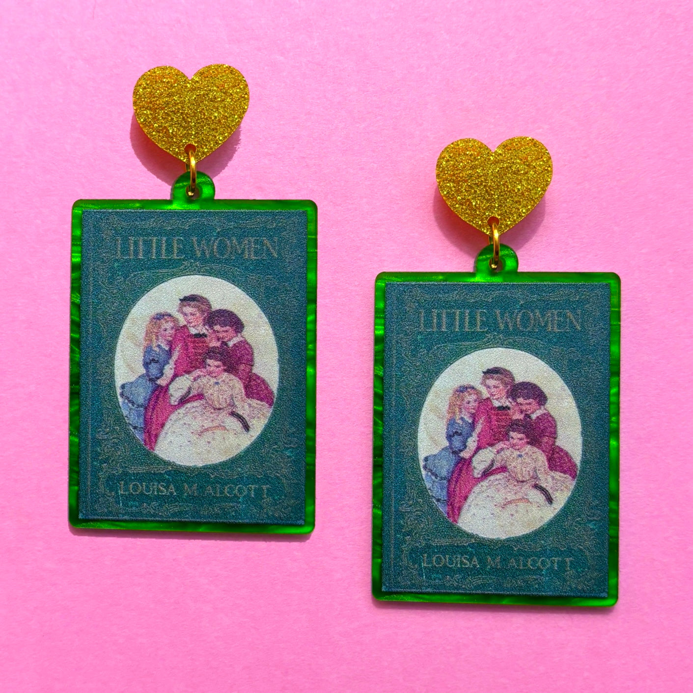 Little Women Vintage Book Acrylic Drop Earrings