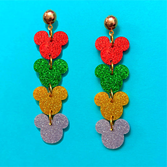 Holiday Sparkle Tiered Mouse Drop Earrings