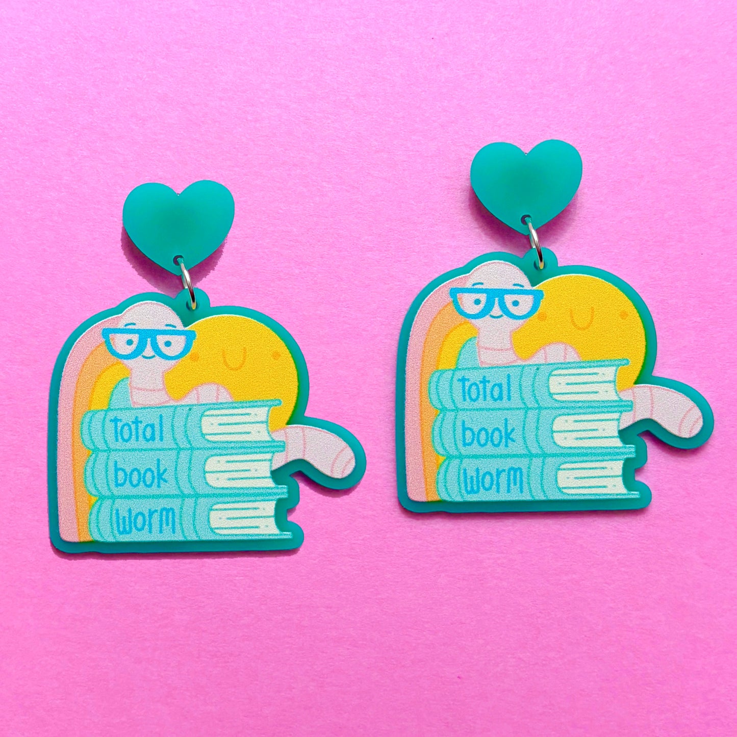 Book Worm Mint Drop Earrings