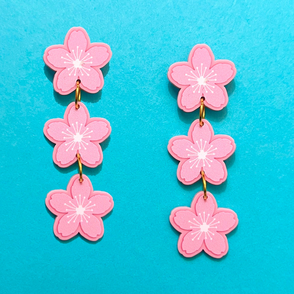 Cherry Blossom Tiered Drop Earrings