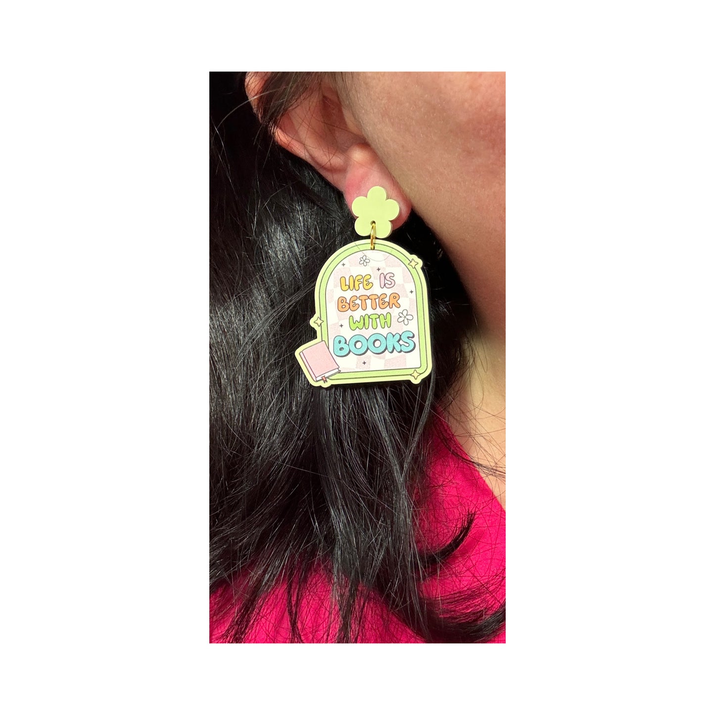 Life Is Better With Books Drop Earrings