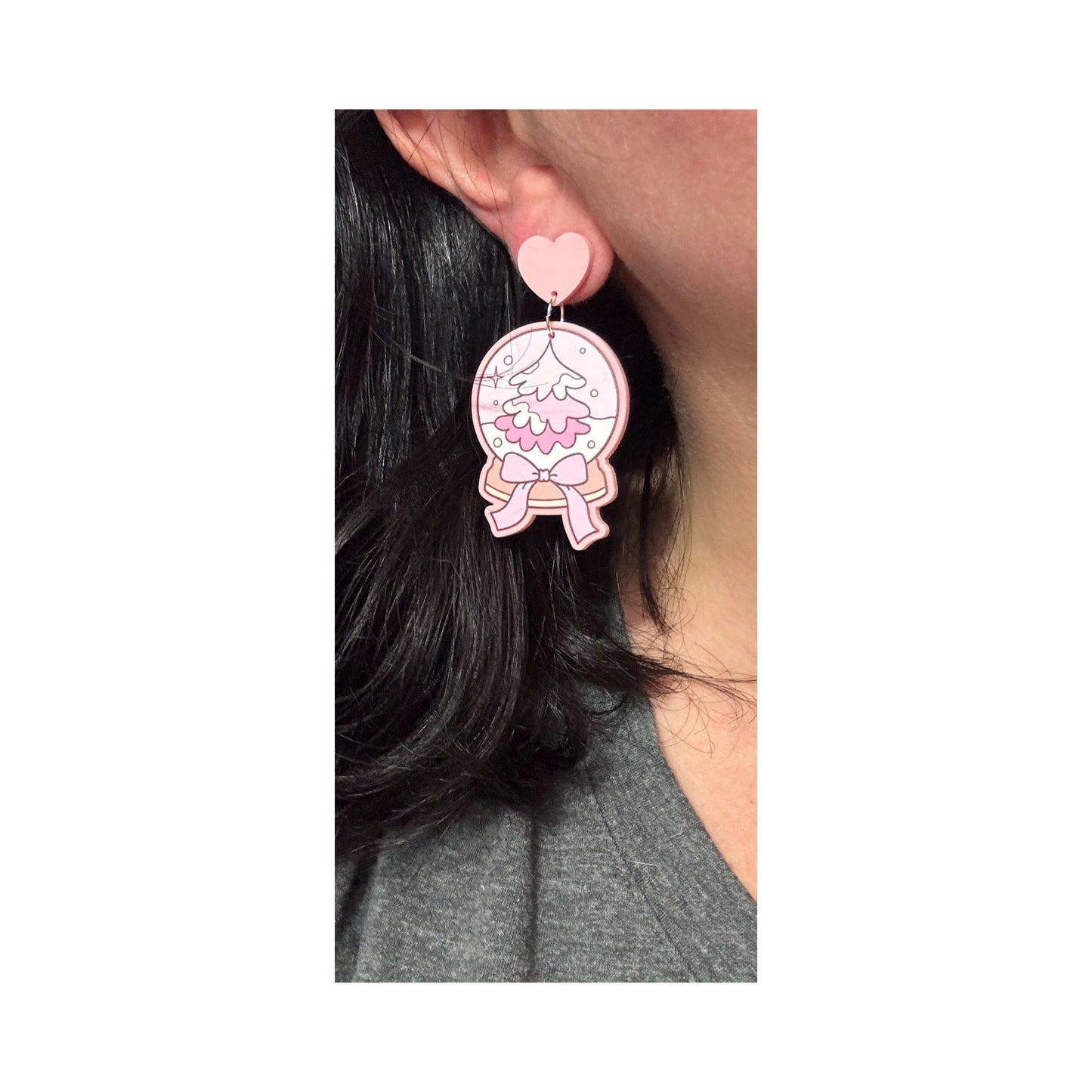 Pinkmas Snowglobe Drop Earrings