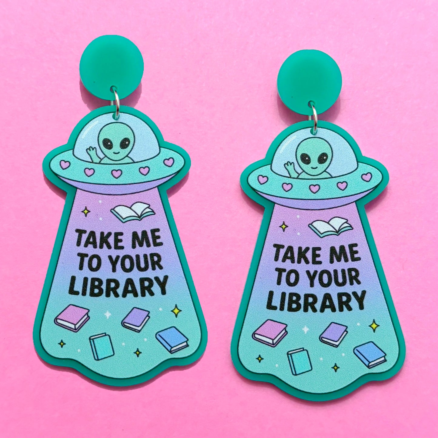 Bookish Alien Drop Earrings