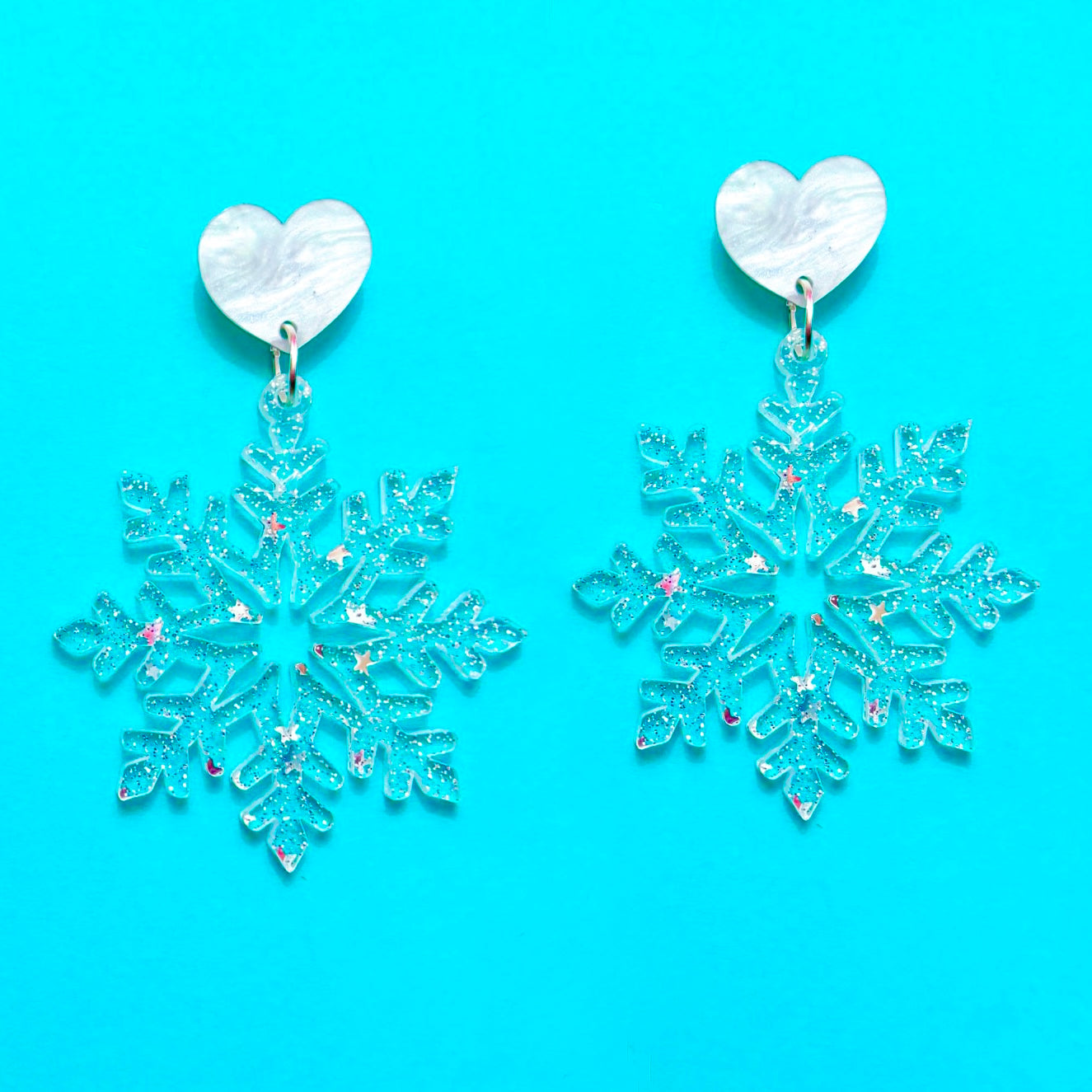 Translucent Snowflake Drop Earrings