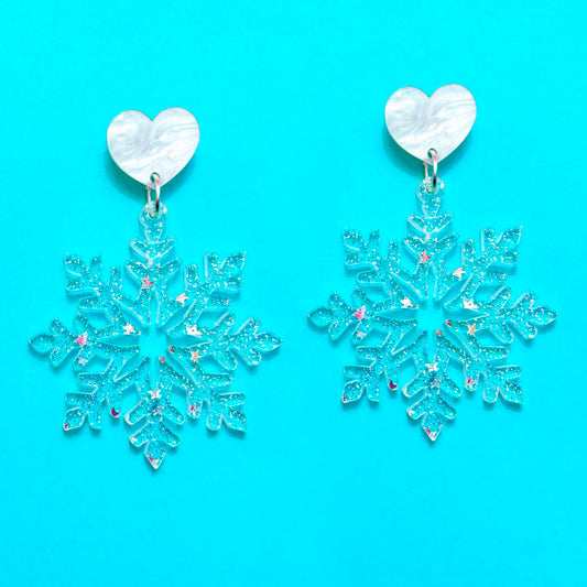 Translucent Snowflake Drop Earrings