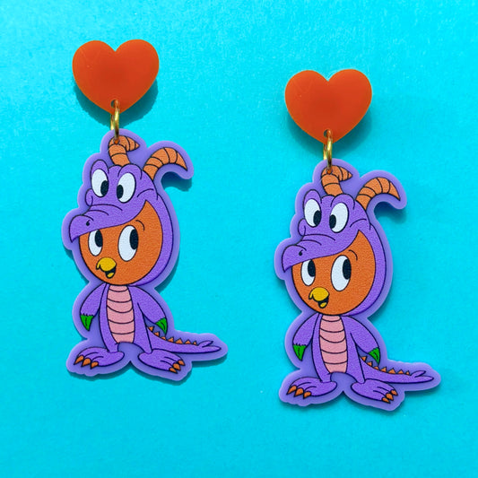 Orange Bird Dragon Drop Earrings