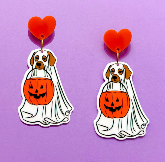 Ghost Pup Drop Earrings