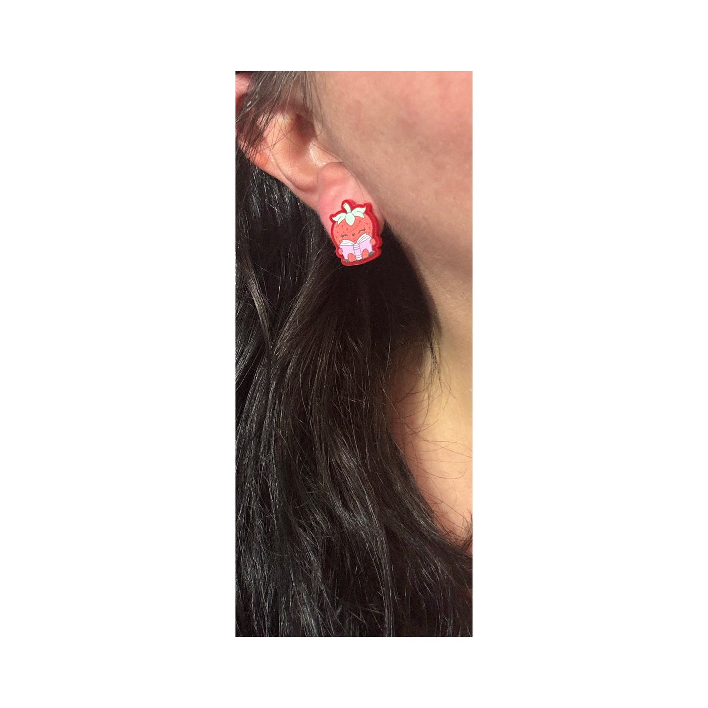Bookish Strawberry Post Earrings