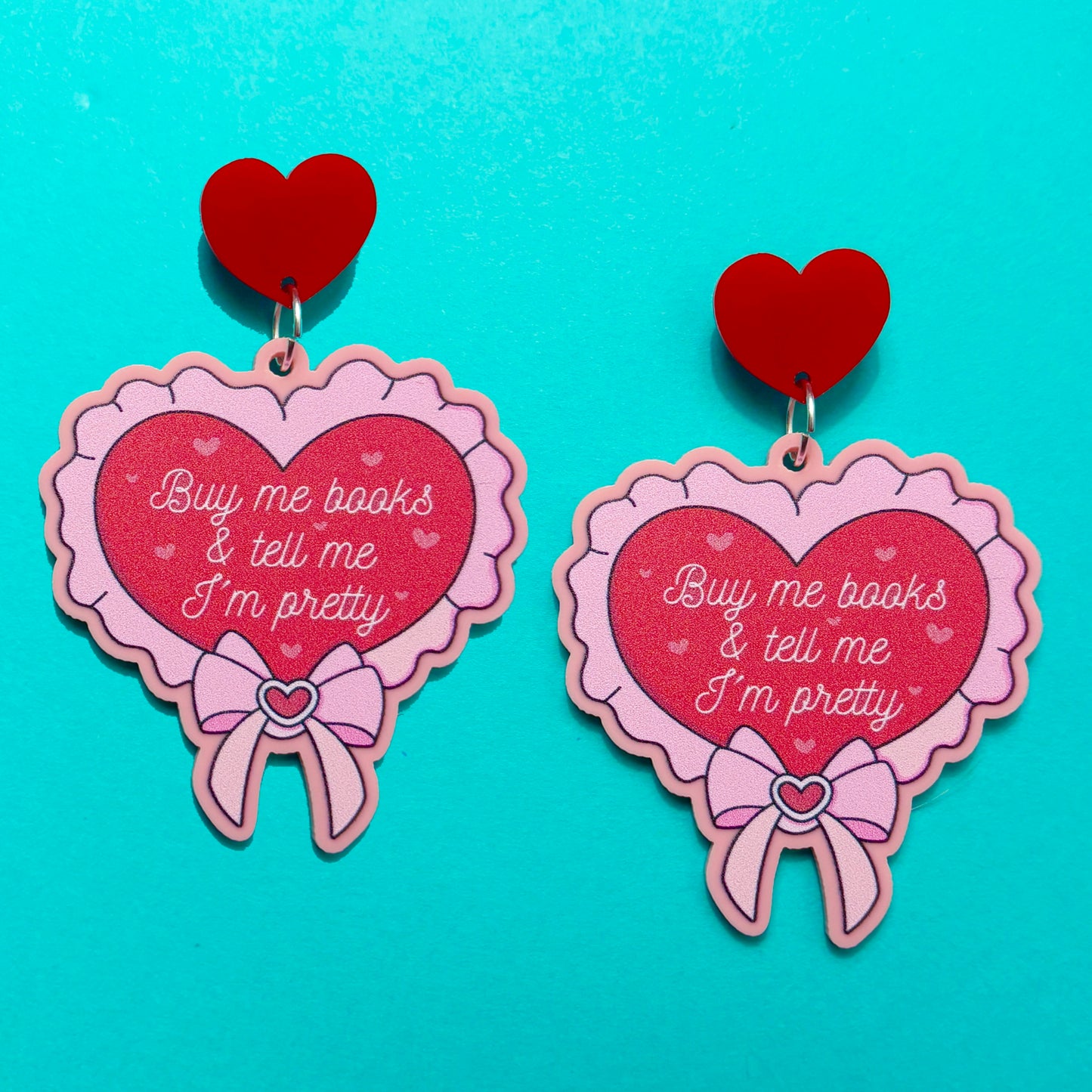 Buy Me Books Heart Drop Earrings
