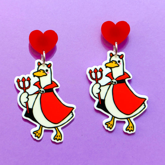 Devil Silly Goose Drop Earrings